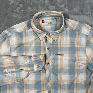 Simms Fishing Products Guide Series Button Up Mens M Blue Plaid Shirt